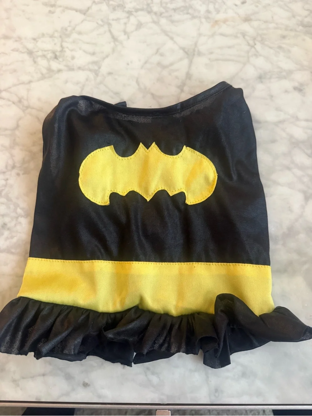 Batman Batgirl Style Dog Halloween Costume Black Yellow Ruffle Sz Medium